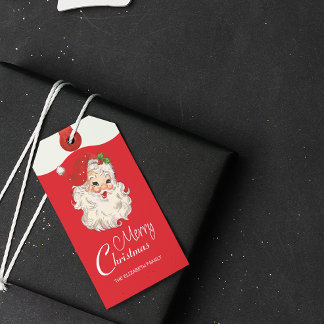 Vintage Retro Jolly Jultomten jul Presentetikett