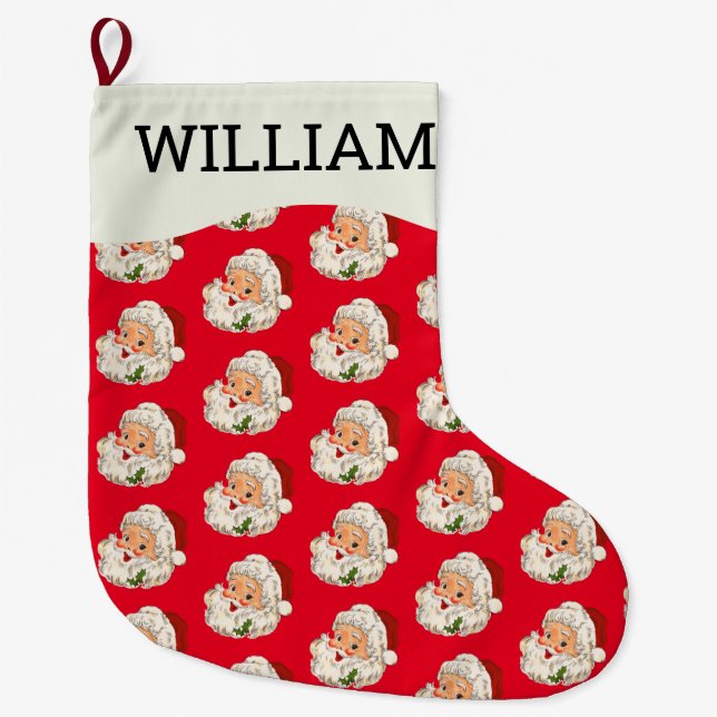 Vintage Retro Jolly Jultomten jul Stor Julstrumpa (Framsidan)