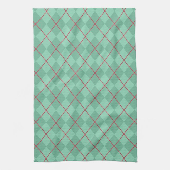 Vintage Retro jul Argyle Kitchen Towel Gift Kökshandduk (Vertikal)
