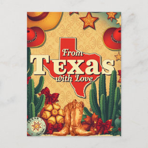 Vintage Retro-jul från Texas med Kärlek Helg Vykort