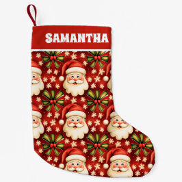 Vintage Retro jul Jultomten och Bows Liten Julstrumpa