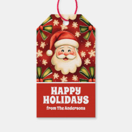 Vintage Retro jul Jultomten och Bows Presentetikett