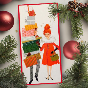 Vintage Retro jul Shopping lite Anpassningsbar Julkort