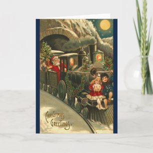 Vintage Retro jul Tåg Art Helgkort
