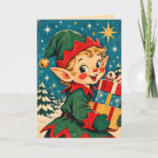 Vintage Retro Jul Tomte Högtid Gratulationskort Kort