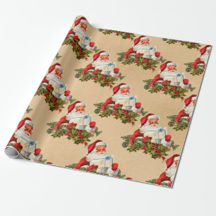 Vintage Retro-julafton Jultomten Mönster Presentpapper