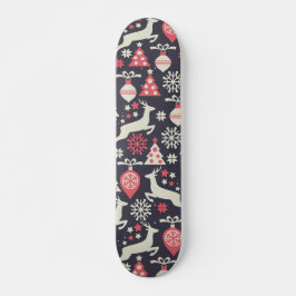 Vintage Retro-julen Mönster Helgdag Old School Skateboard Bräda 21,6 Cm
