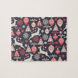 Vintage Retro-julen Mönster Helgdag Pussel