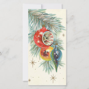 Vintage Retro Julgran Ornaments Julkort