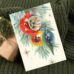 Vintage Retro Julgran Ornaments Julkort<br><div class="desc">Helgdag av  Retro Julgran Ornaments för vintage</div>