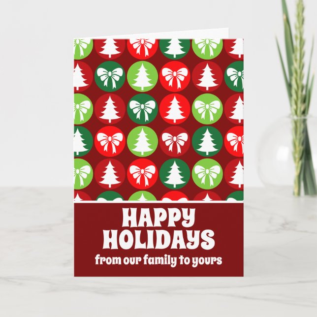 vintage Retro Julgranar och Bows Helgkort (Framsida)