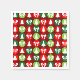 vintage Retro Julgranar och Bows Mönster Pappersservett