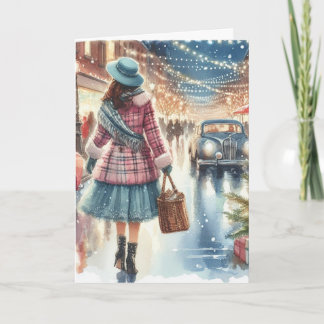 Vintage Retro-julhälsningskort Helgkort