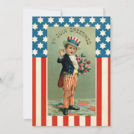 Vintage Retro Juli 4:e USA Young farbror Sam Julkort