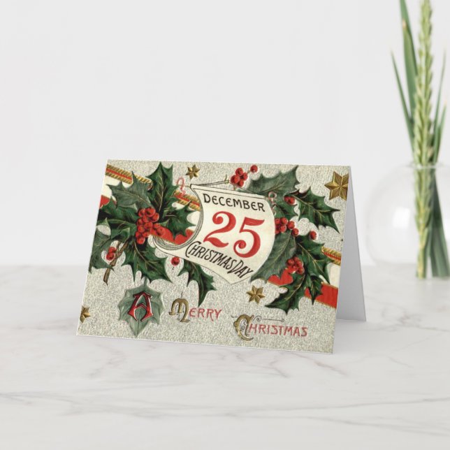 Vintage Retro-julkonst Helgkort (Framsida)