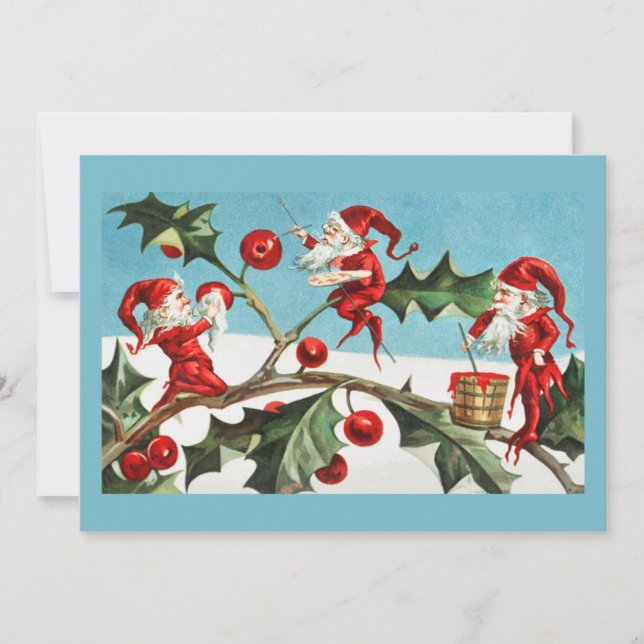 Vintage Retro Julkort Holly & Pixies (Framsida)