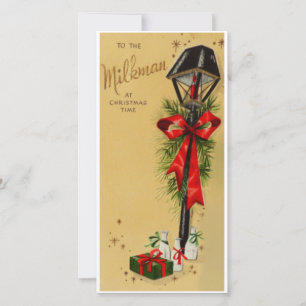 Vintage Retro-julmilkman Julkort