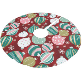 Vintage Retro-julprydnader och Snöflingor Julgransmatta Borstad Polyester