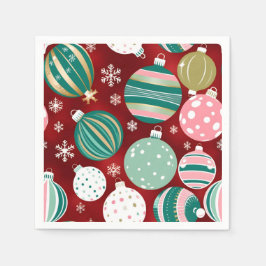 Vintage Retro-julprydnader och Snöflingor Pappersservett