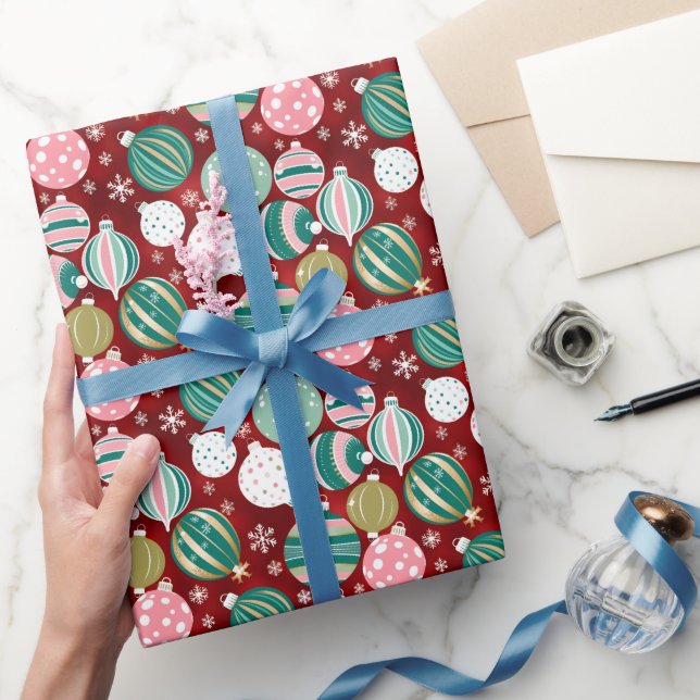 Vintage Retro-julprydnader och Snöflingor Presentpapper (Gifting)