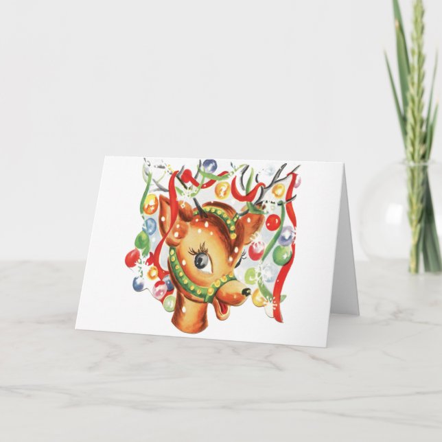 Vintage Retro julrenar Confetti Helgkort (Framsida)