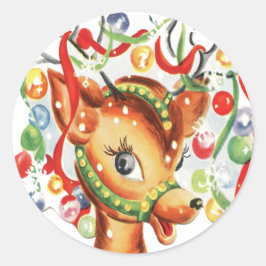 Vintage Retro julrenar Confetti Runt Klistermärke