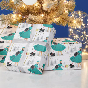 Vintage Retro-jultoman med Scotty Hund Presentpapper