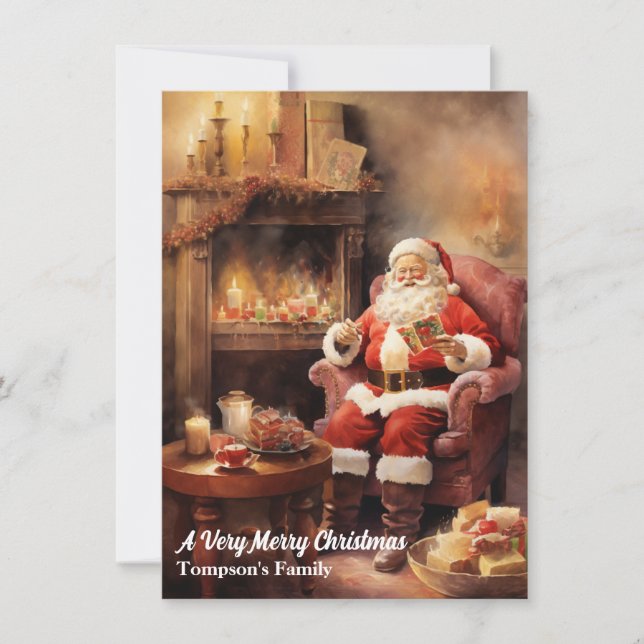 Vintage Retro Jultomten julkort Helgdag (Framsida)