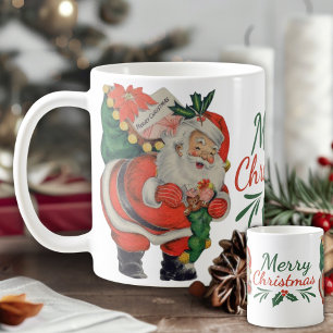 Vintage Retro Jultomten med Bag God jul Kaffemugg