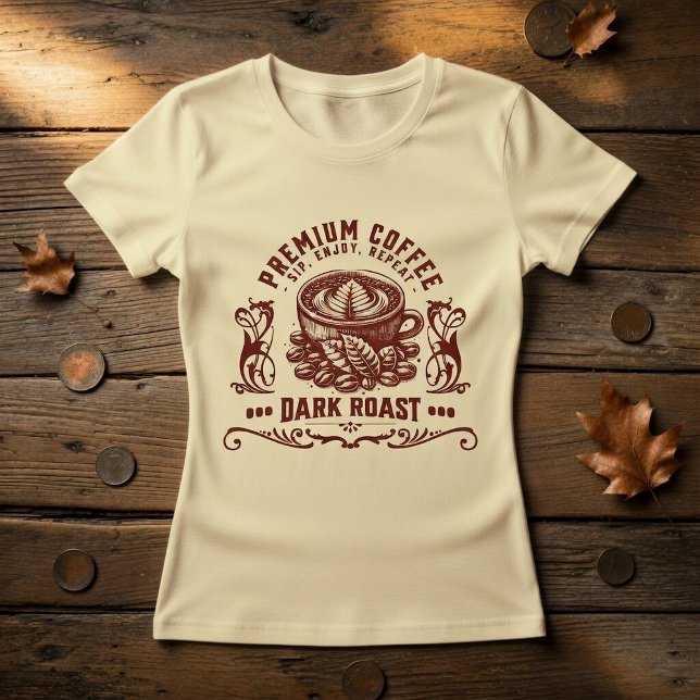 Vintage Retro Kaffedrickare T-Shirt (Skapare uppladdad)