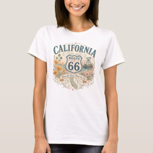 Vintage Retro Kalifornien Mother Road Strandlinje T Shirt