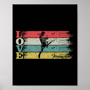 Vintage Retro Kärlek Mma Kickboxning Muay Thai Sil Poster