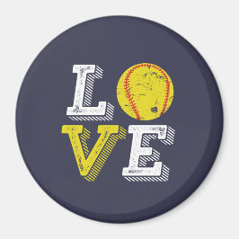 Vintage Retro Kärlek Softball Sports Team och Coac Magnet