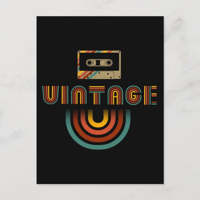 Vintage Retro Kassettdäckare Vykort (Framsida)