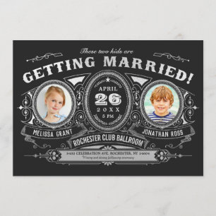 Vintage Retro Kids Photo Wedding-folie Inbjudningar