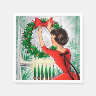 Vintage retro Kvinnan, party napkins Pappersservett