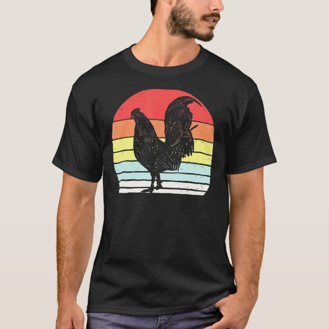 Vintage Retro Kyckling Fjäderfä T Shirt (Framsida)