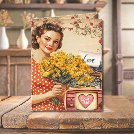 Vintage Retro Lady Valentine Platt Semesterkort Helgkort