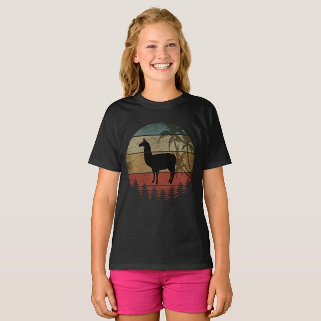 VINTAGE RETRO LAMA T SHIRT (Hel framsida)
