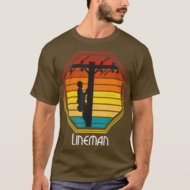Vintage Retro Lineman Shirt Line Worker T (Framsida)