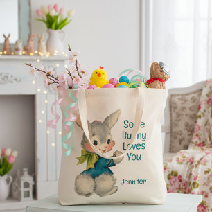 Vintage Retro Lite Bunny Kärlek Du Anpassningsbar Tygkasse