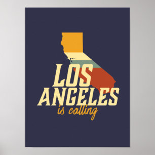 Vintage Retro Los Angeles California CA City Poster