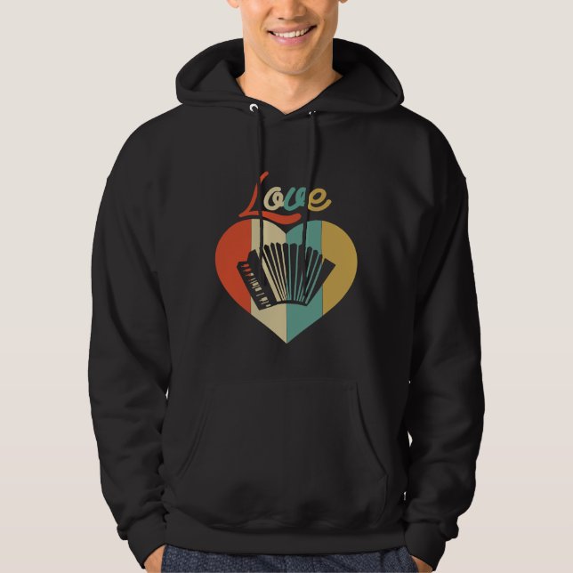 Vintage Retro Love Accordion Hoodie (Framsida)