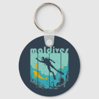 Vintage Retro Maldives Dyving Coola Scuba Diver