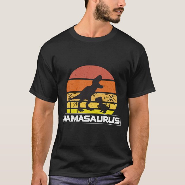 Vintage Retro Mamasaurus Sunset T Shirt (Framsida)