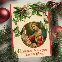 Vintage Retro Mary och Baby Jesus Anpassningsbar j Julkort