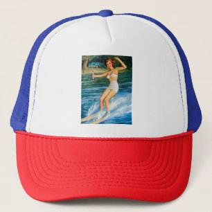 Vintage Retro Medcalf Vatten Skiing Pin-up Girl Keps