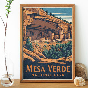 Vintage Retro Mesa Verde Nationalpark Resa Poster