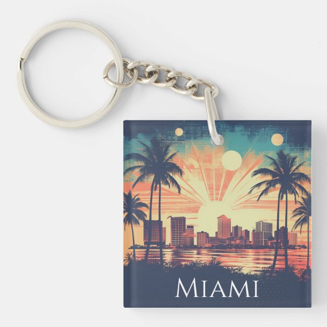Vintage Retro Miami Florida Soluppgång Resa  (Framsidan)