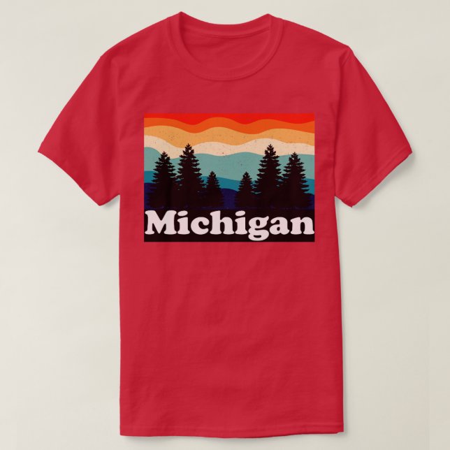 Vintage Retro Michigan Forest Camping T Shirt (Design framsida)